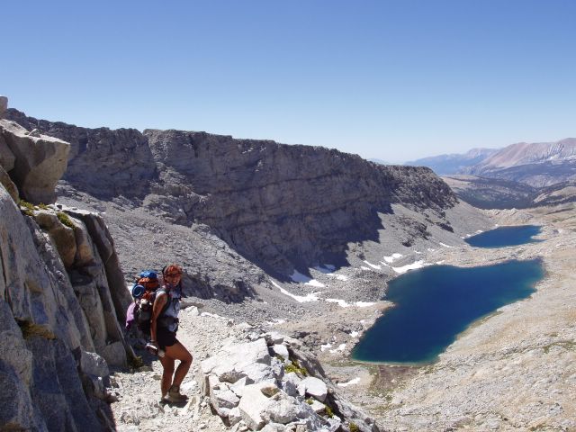 Catra Corbett climbs a steep granite section of the John Muir Trail during her 2004 JMT yo-yo