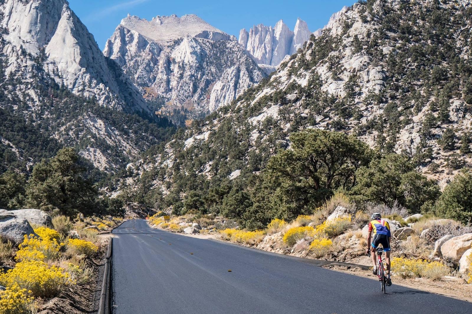 Brent Obinger reaches the final approach to Whitney Portal during an early successful attempt